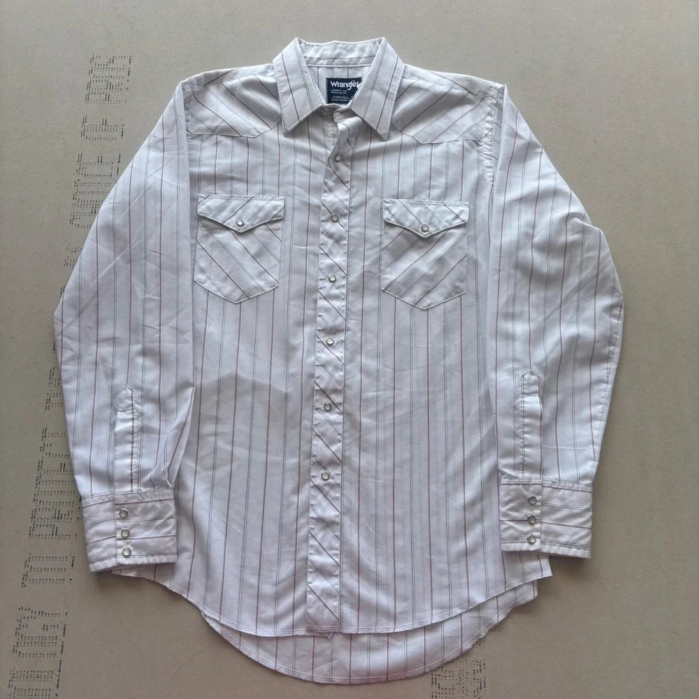 Vintage Wrangler Cowboy Cut Western Striped Pearl Snap Shirt - Picture 3 of 7